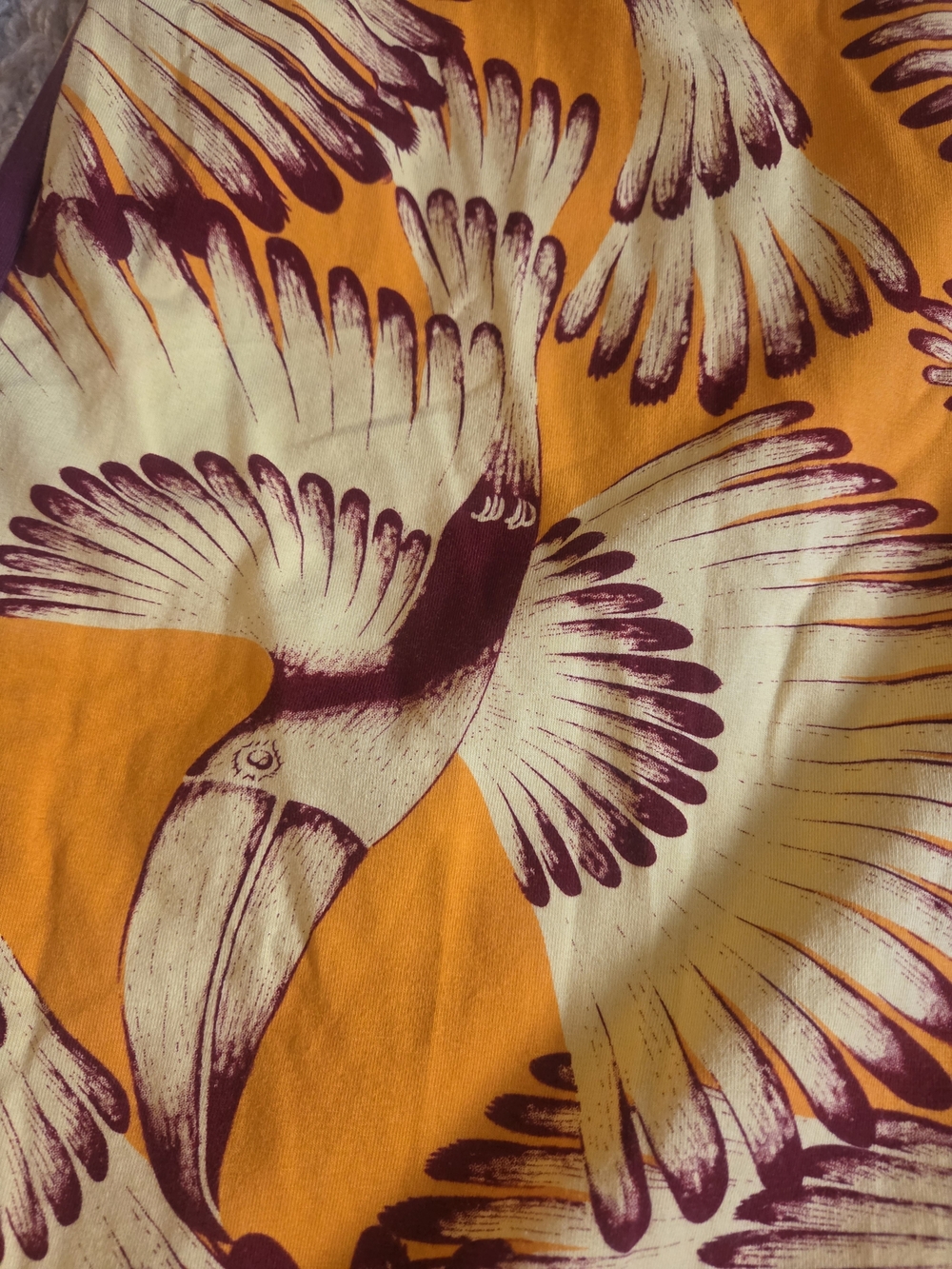 FARM Rio (Adidas) Yellow & Maroon Feather/bird-Print Halter Maxi Dress xl - Picture 2 of 6